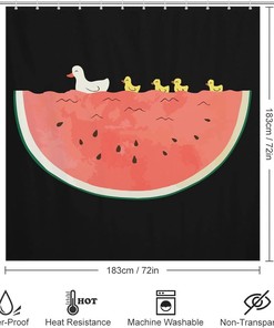 Watermelon Duck Shower Curtain for a Quirky Bathroom Decor