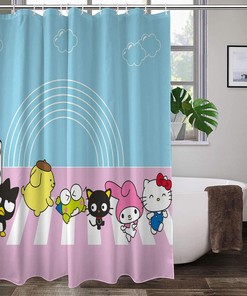 Waterproof Bath Curtain with Hello Kitty and Metal Buttonholes - Sanrio Collection