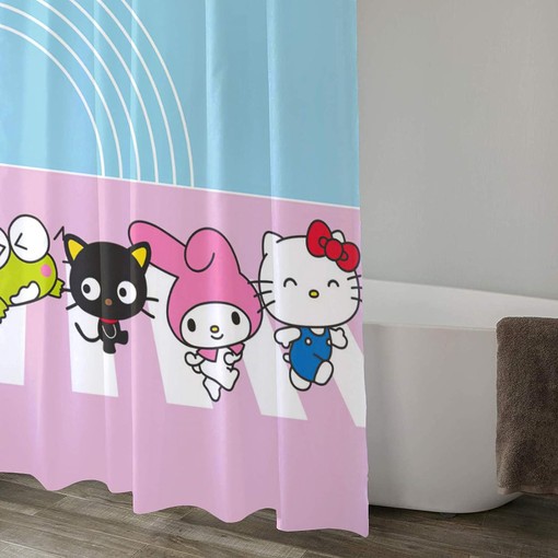 Waterproof Bath Curtain with Hello Kitty and Metal Buttonholes - Sanrio Collection