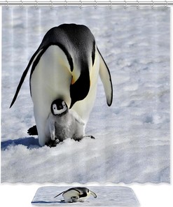Waterproof Penguin Bathroom Curtain - Bring the Winter to Your Bathroom