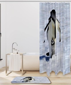 Waterproof Penguin Bathroom Curtain - Bring the Winter to Your Bathroom