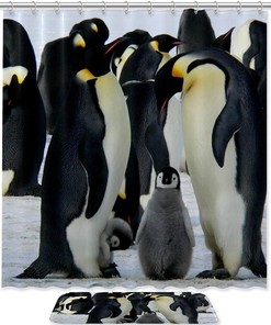 Waterproof Penguins Bathroom Curtain for Your Bathroom - Perfect for Winter Decor