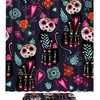 Waterproof Sugar Skull Cat Flower Pattern Bathroom Curtain