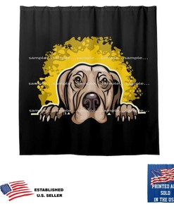 Weimaraner Dog Splash on Black Waterproof Shower Curtain - Bathroom Fabric USA