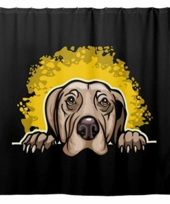 Weimaraner Dog Splash on Black Waterproof Shower Curtain - Bathroom Fabric USA