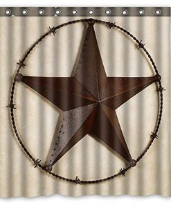 Western Star Shower Curtain - Rustic Bathroom Decor with Texas-inspired Design 