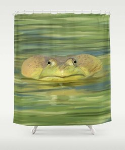 Whimsical Green Bullfrog Shower Curtain for Nature-Inspired Bathroom Decor