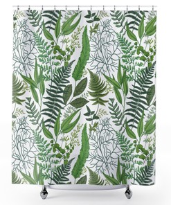 Whimsical Vintage Leaves Shower Curtain for House Plants Bath Decor