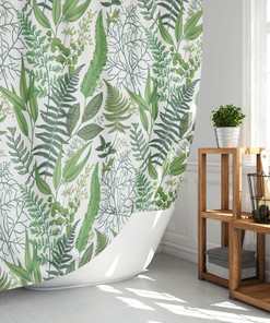 Whimsical Vintage Leaves Shower Curtain for House Plants Bath Decor