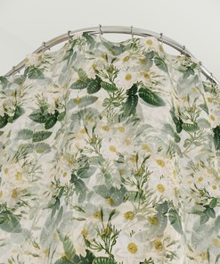 White Rosaosa Print Vintage Shower Curtain for Fresh Bathroom Decor
