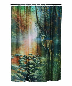 Whitetail Deer Buck Shower Curtain - Cabin Hunting Bathroom Decor