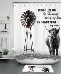 Wild Animal Highland Cow Portrait Vintage Shower Curtain for a Rustic Look