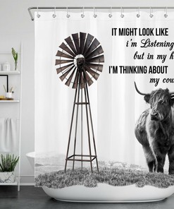 Wild Animal Highland Cow Portrait Vintage Shower Curtain for a Rustic Look