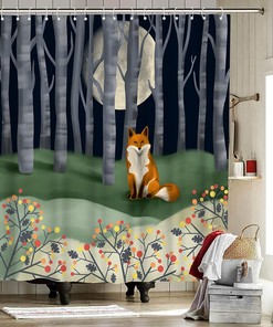 Wild Animal Shower Curtain for Forest Bathroom Decor 