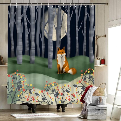 Wild Animal Shower Curtain for Forest Bathroom Decor