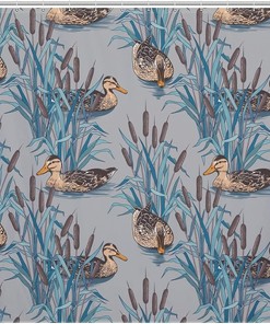 Wild Ducks Fabric Shower Curtain for Rustic Bathroom Decoration