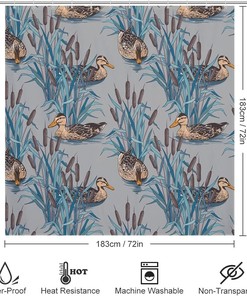 Wild Ducks Fabric Shower Curtain for Rustic Bathroom Decoration