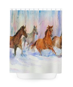 Wild Horses Shower Curtain - Unique Bathroom Decor