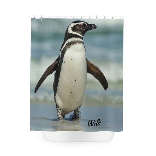 Wild Penguin Shower Curtain with Adorable and Cute Print - Unique Bathroom Decor