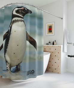 Wild Penguin Shower Curtain with Adorable and Cute Print - Unique Bathroom Decor