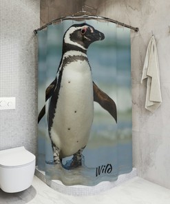 Wild Penguin Shower Curtain with Adorable and Cute Print - Unique Bathroom Decor