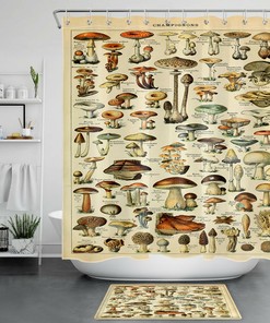 Wild Plant and Mushroom Shower Curtain with Home Decor