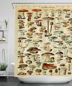 Wild Plant and Mushroom Shower Curtain with Home Decor