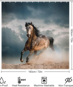 Wild Stallion in Dust Horse Shower Curtain with Rustproof Decor - Unique Bathroom Accessories