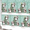 Winter Aqua Blue Shower Curtain with Whimsical Christmas Tree and Penguin Print