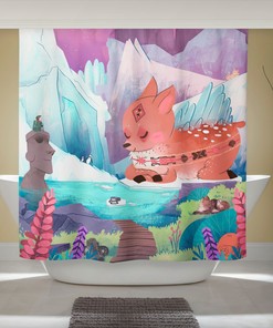 Winter Penguin Art: Fun Patagonia Curtain Shower Curtain for Nature Lovers