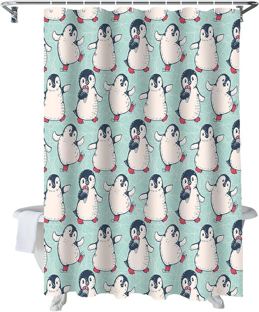 Winter Penguin Dancing Shower Curtain Adds Cheer to Your Day