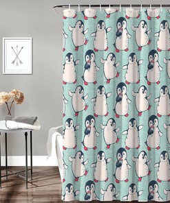 Winter Penguin Dancing Shower Curtain Adds Cheer to Your Day