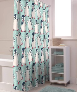 Winter Penguin Dancing Shower Curtain Adds Cheer to Your Day