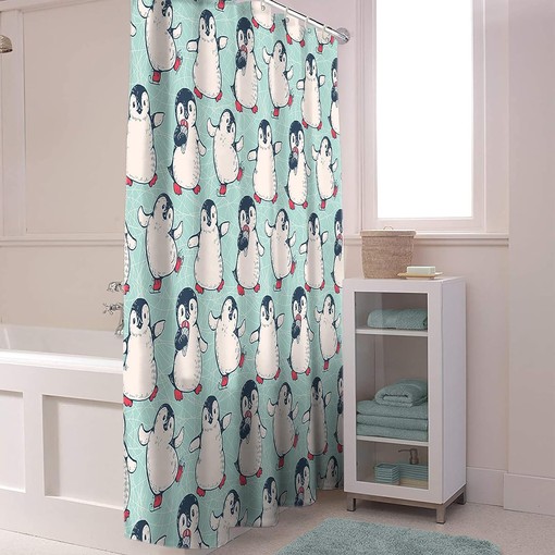 Winter Penguin Dancing Shower Curtain Adds Cheer to Your Day