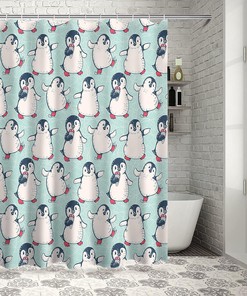 Winter Penguin Dancing Shower Curtain Adds Cheer to Your Day