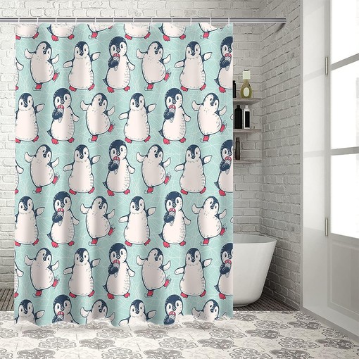 Winter Penguin Dancing Shower Curtain Adds Cheer to Your Day