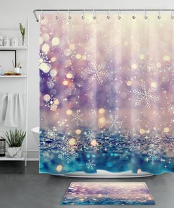Winter Sunshine Snowflake Shower Curtain for Bathroom Decor