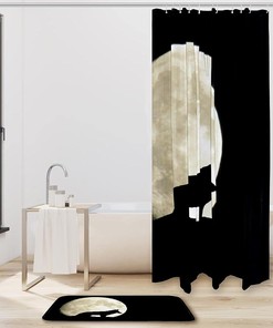 Wolf Howling at Moon Shower Curtain for Bathroom Decor