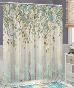 Woodland Scenery Birch Tree Shower Curtain for Nature Lovers Bathroom Decor