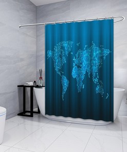 World Map Shower Curtain: Waterproof and Geometric for Your Bathtub Decor