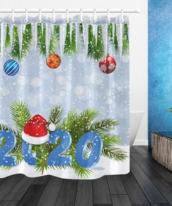 Xmas 2020 Shower Curtain with Snowflakes - Bathroom Decor