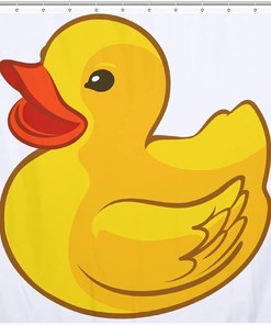 Yellow Duck Print Shower Curtain for Funny Bathroom Decor