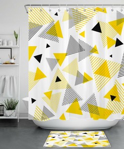Yellow Geometric Shower Curtain for Bathroom Decor