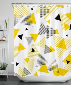 Yellow Geometric Shower Curtain for Bathroom Decor