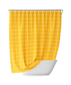 Yellow Grid Shower Curtain for Modern Bathroom Decor