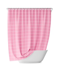 Yellow Grid Shower Curtain for Modern Bathroom Decor