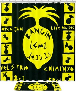 Yellow Music Pineapple Art Shower Curtain - Modern Bathroom Decor - Waterproof Bath Curtains - Housewarming Gift