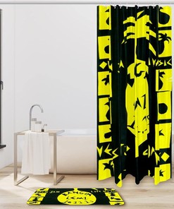 Yellow Music Pineapple Art Shower Curtain - Modern Bathroom Decor - Waterproof Bath Curtains - Housewarming Gift