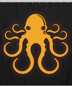 Yellow Octopus Shower Curtain - Metal Grommet Holes - Waterproof Bath Curtains - Bathroom Decor