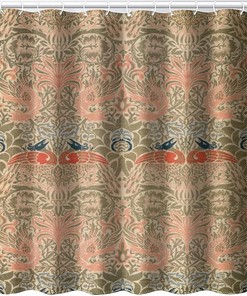 Yellow Peacock and The Dragon William Morris Shower Curtain for Bold Bathroom Decor
